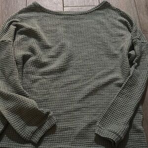 Women's Waffle Knit Sweater - Green